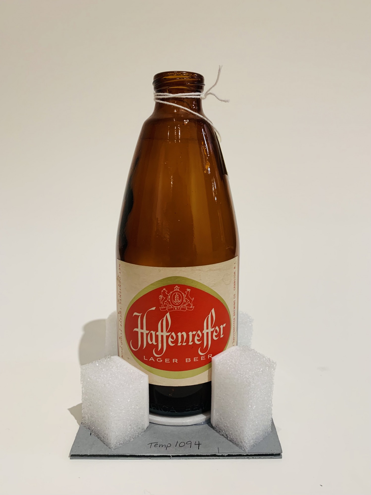 Photo of antique beer bottle with Haffenreffer Lager Beer label.  